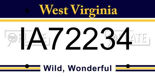 IA72234 West Virginia License Plate