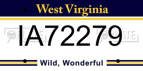 IA72279 West Virginia License Plate