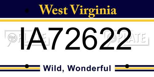 IA72622 West Virginia License Plate