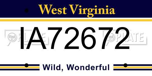 IA72672 West Virginia License Plate