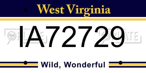 IA72729 West Virginia License Plate