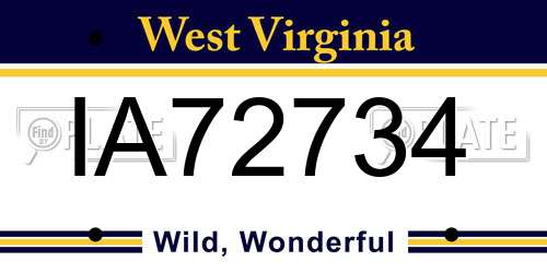 IA72734 West Virginia License Plate