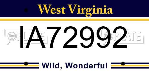 IA72992 West Virginia License Plate