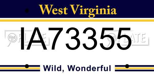 IA73355 West Virginia License Plate