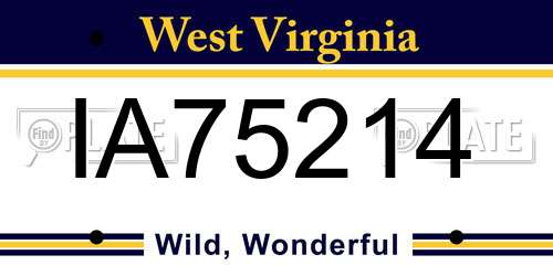 IA75214 West Virginia License Plate