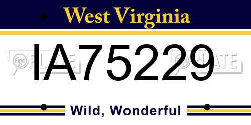 IA75229 West Virginia License Plate