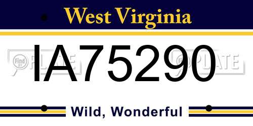IA75290 West Virginia License Plate