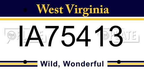 IA75413 West Virginia License Plate