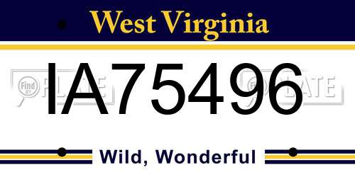 IA75496 West Virginia License Plate