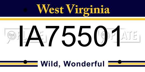 IA75501 West Virginia License Plate