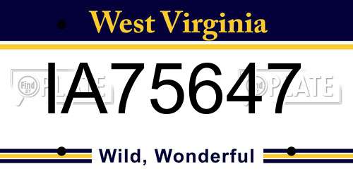 IA75647 West Virginia License Plate