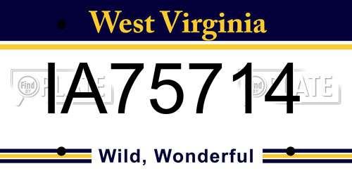 IA75714 West Virginia License Plate