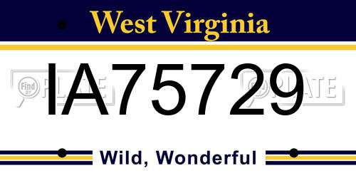 IA75729 West Virginia License Plate