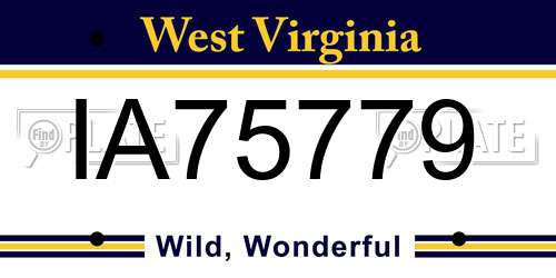 IA75779 West Virginia License Plate