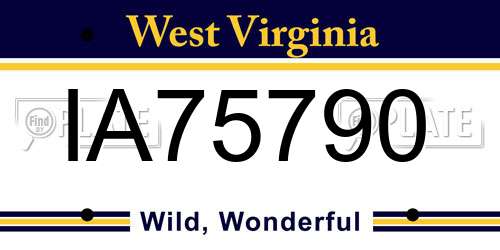 IA75790 West Virginia License Plate