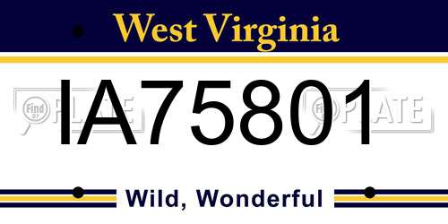 IA75801 West Virginia License Plate