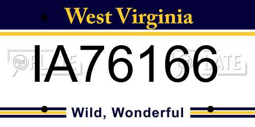 IA76166 West Virginia License Plate
