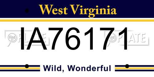 IA76171 West Virginia License Plate
