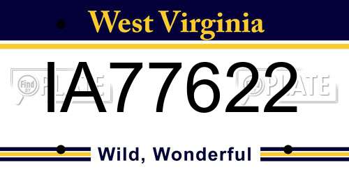 IA77622 West Virginia License Plate