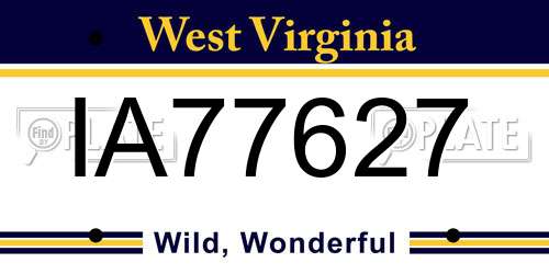 IA77627 West Virginia License Plate