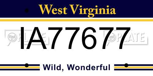 IA77677 West Virginia License Plate