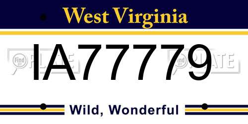 IA77779 West Virginia License Plate