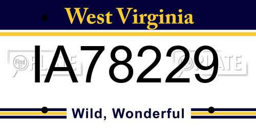 IA78229 West Virginia License Plate