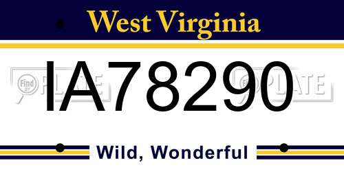 IA78290 West Virginia License Plate
