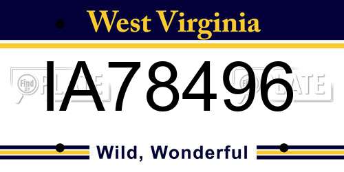 IA78496 West Virginia License Plate