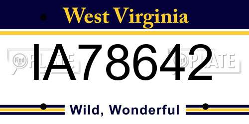 IA78642 West Virginia License Plate