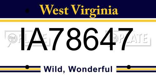 IA78647 West Virginia License Plate