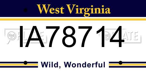 IA78714 West Virginia License Plate