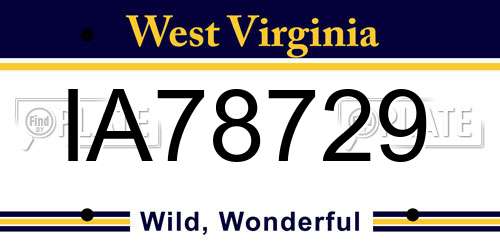 IA78729 West Virginia License Plate
