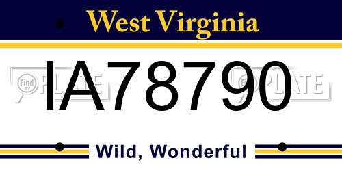 IA78790 West Virginia License Plate