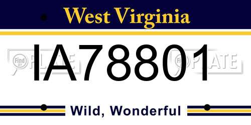 IA78801 West Virginia License Plate