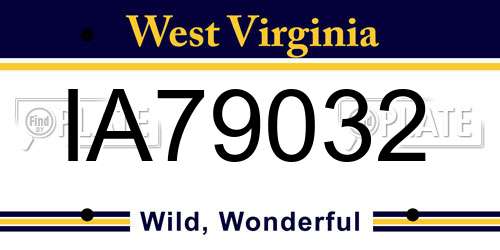 IA79032 West Virginia License Plate