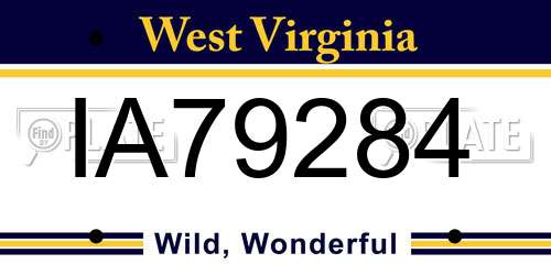 IA79284 West Virginia License Plate