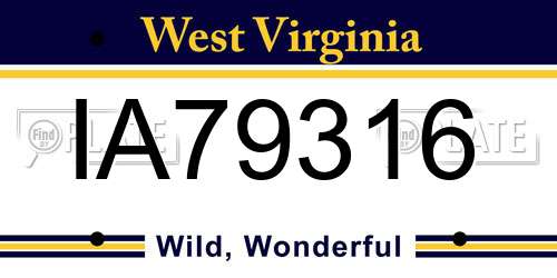 IA79316 West Virginia License Plate
