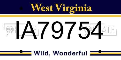 IA79754 West Virginia License Plate