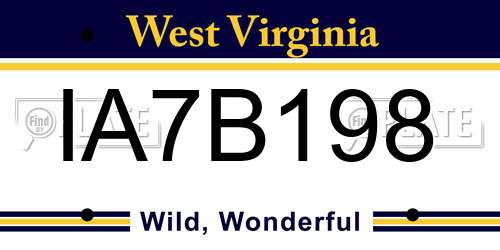 IA7B198 West Virginia License Plate