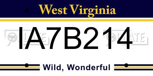 IA7B214 West Virginia License Plate