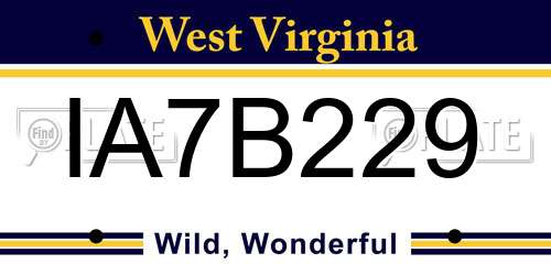 IA7B229 West Virginia License Plate