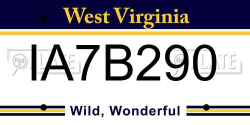 IA7B290 West Virginia License Plate