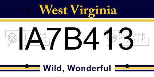 IA7B413 West Virginia License Plate