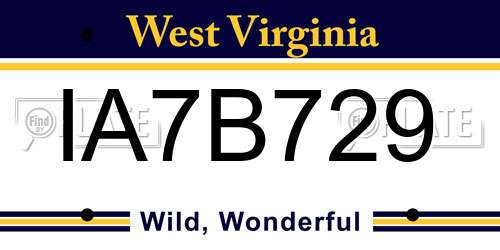 IA7B729 West Virginia License Plate