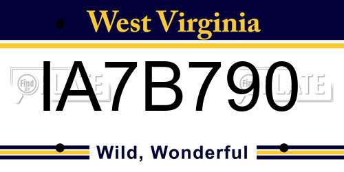 IA7B790 West Virginia License Plate