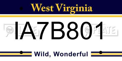 IA7B801 West Virginia License Plate