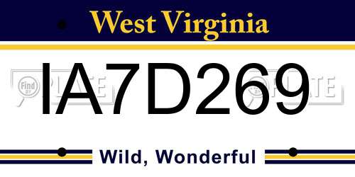 IA7D269 West Virginia License Plate