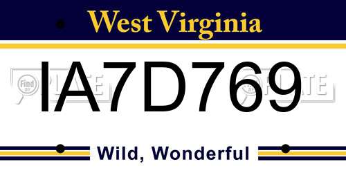 IA7D769 West Virginia License Plate