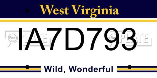 IA7D793 West Virginia License Plate